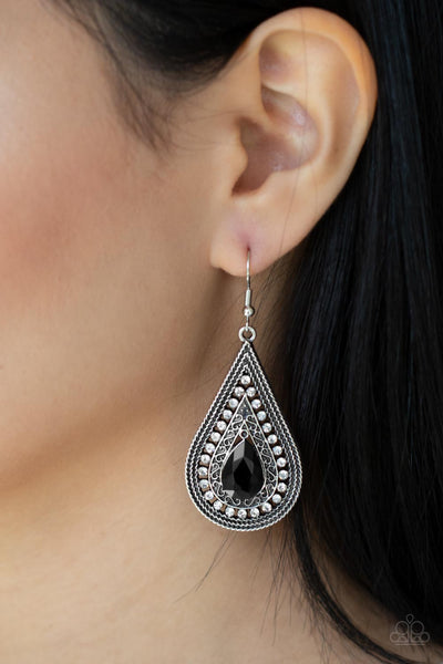 Metro Masquerade - Black Paparazzi Earring (#2249)