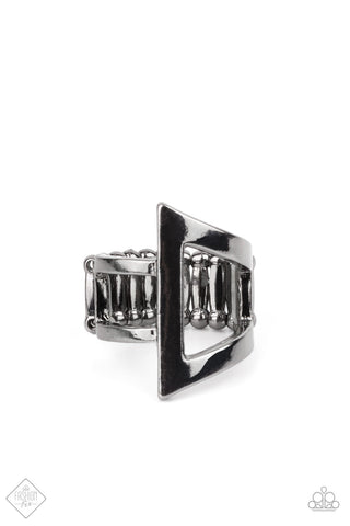 Rebel Edge - Black Paparazzi Fashion Fix Ring Aug 2021 (FF081)