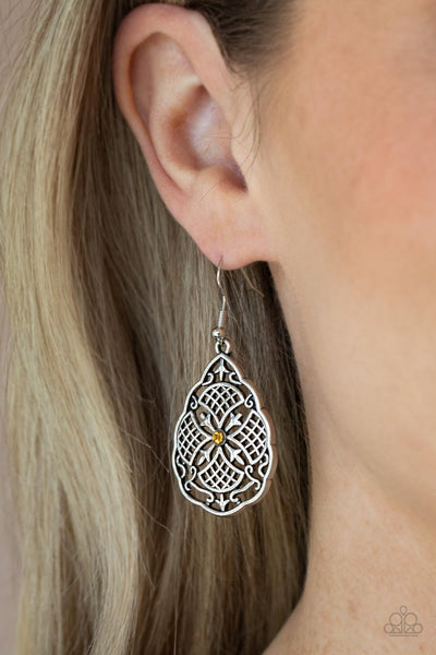 Paradise Picnic - Yellow Paparazzi Earring (#3143)