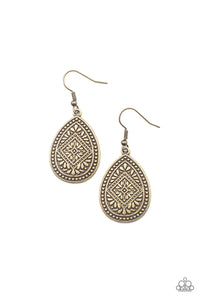 Mayan Mecca - Brass Paparazzi Earring (#4627)