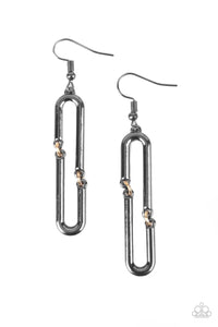 Linked and Synced - Black Paparazzi Earring (5070)