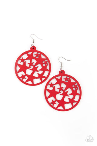 Cosmic Paradise - Red Paparazzi Earring (#4894)