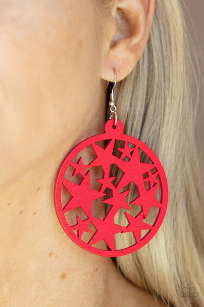 Cosmic Paradise - Red Paparazzi Earring (#4894)