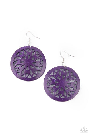 Ocean Canopy - Purple Paparazzi Earring (#3860)