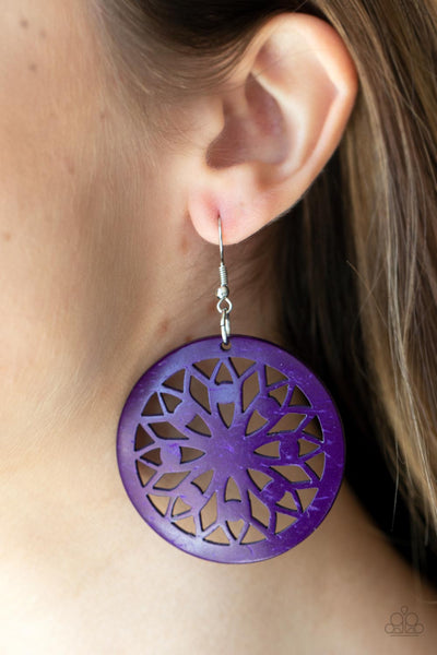 Ocean Canopy - Purple Paparazzi Earring (#3860)