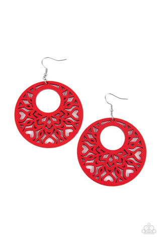 Tropical Reef - Red Paparazzi Earring (#3489)