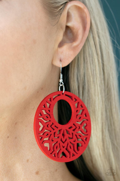 Tropical Reef - Red Paparazzi Earring (#3489)