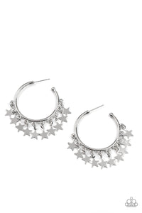 Happy Independence Day - Silver Paparazzi Earring (#3687)