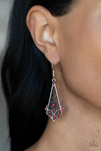 Casablanca Charisma - Red Paparazzi Earring (#3651)