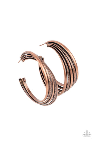 In Sync - Copper Paparazzi Earring (#3455)