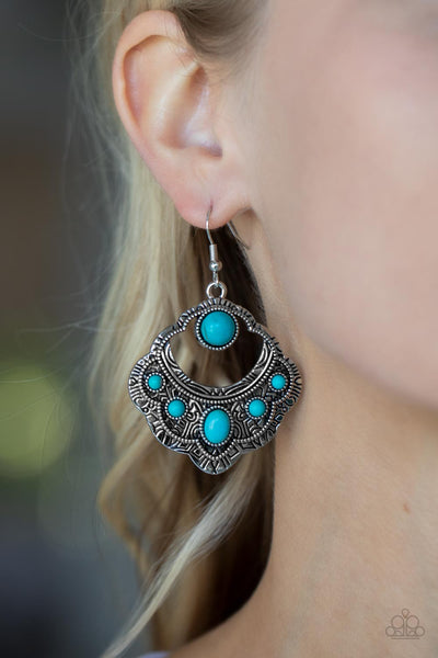 Saguaro Sunset - Blue Paparazzi Earring (#3193)