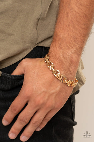Advisory Warning - Gold Paparazzi Men's Bracelet