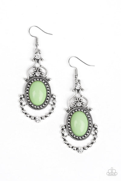 Paparazzi Earrings - CAMEO and Juliet - Green (PZ-920)