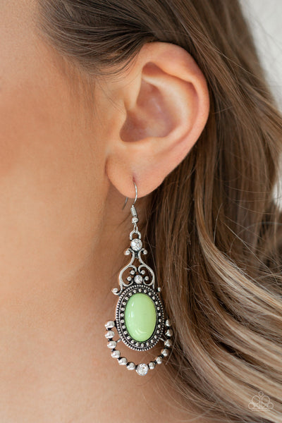 Paparazzi Earrings - CAMEO and Juliet - Green (PZ-920)