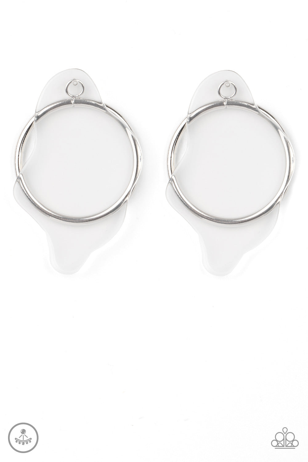 Clear The Way! - White Paparazzi Earrings (PZ-342)