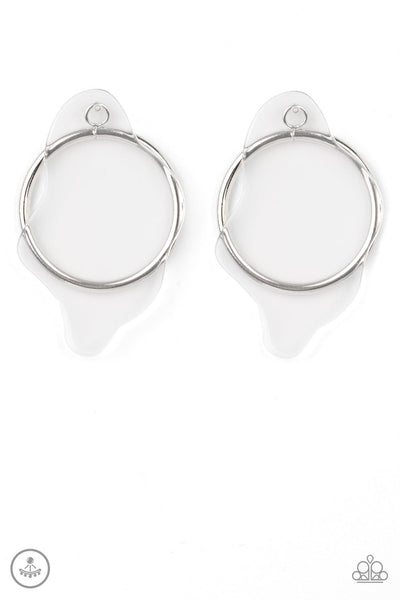 Clear The Way! - White Paparazzi Earrings (PZ-342)