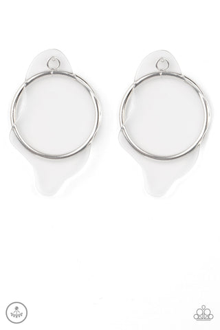 Clear The Way! - White Paparazzi Earrings (PZ-342)