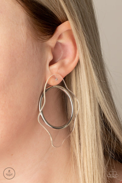 Clear The Way! - White Paparazzi Earrings (PZ-342)