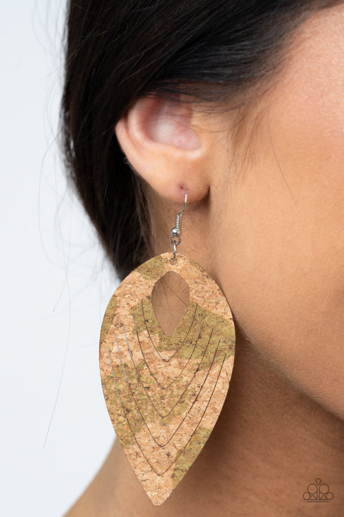 Cork Cabana - Green Paparazzi Earrings (#1735)