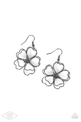 Daisy Double - Gunmetal Paparazzi Earrings (#4194)