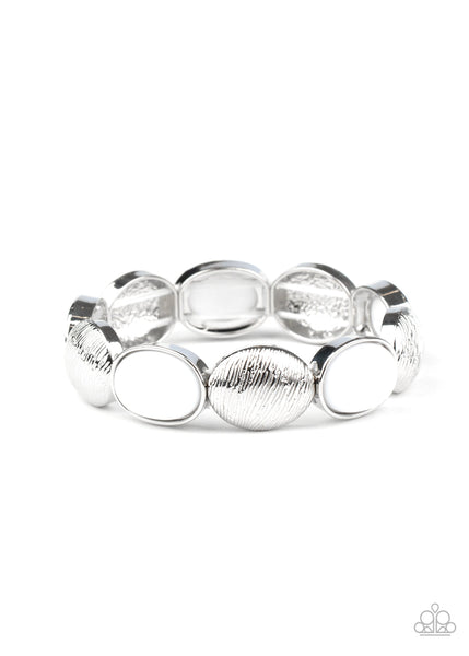 Decadently Dewy - White-Paparazzi Bracelet