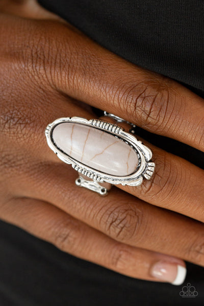 Paparazzi Thick Flex Back Ring - Desert Thirst - Silver (R218)
