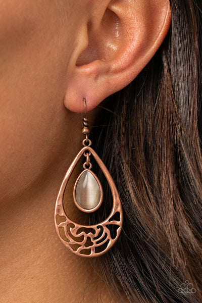 DEW You Feel Me? - Copper Paparazzi Earrings (#835)