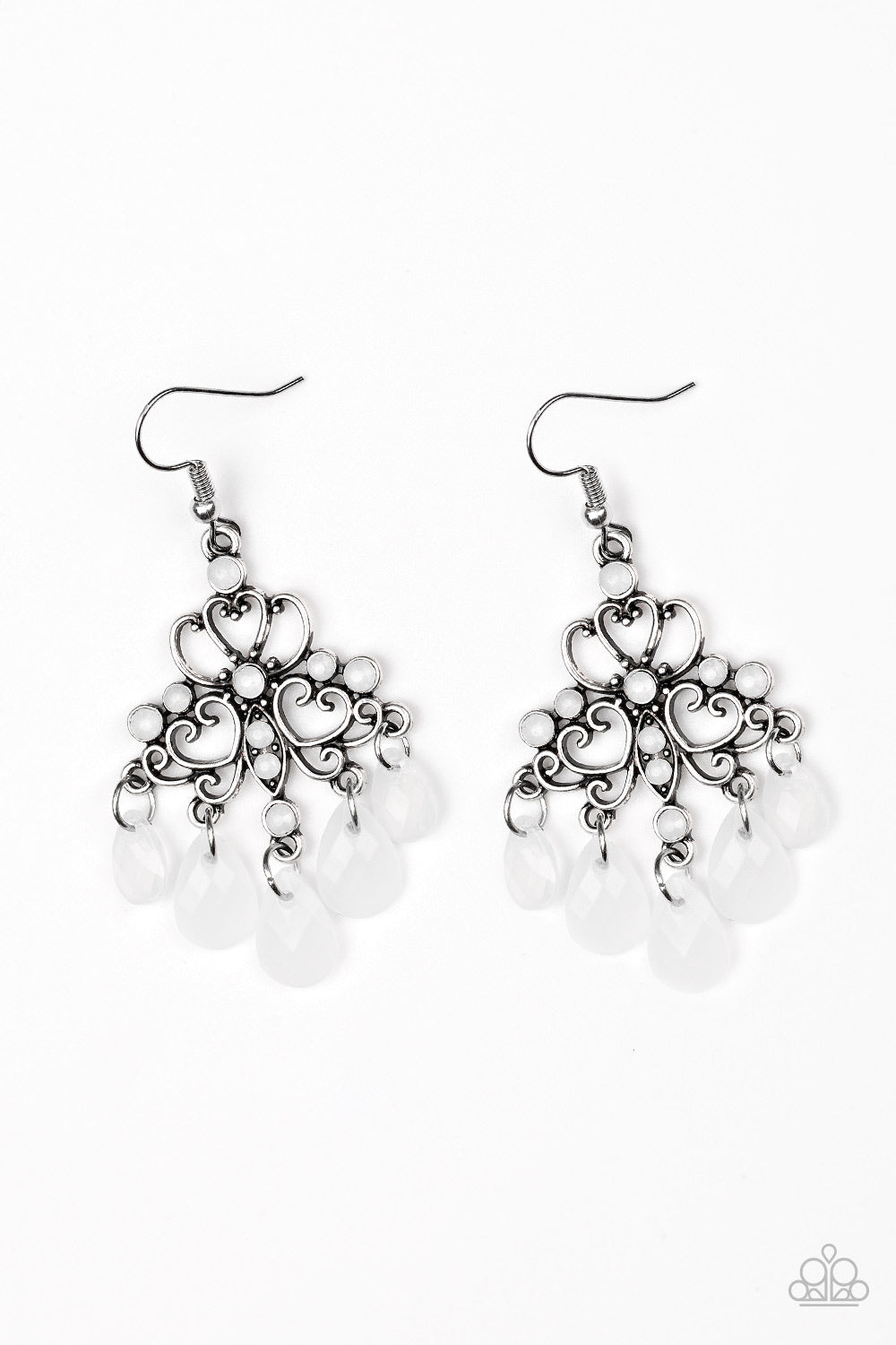 Paprazzi Earrings - Dip It GLOW - White (#1768)