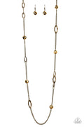 Paparazzi Long Necklace - Duchess Dazzle - Brass (PZ-717)