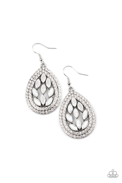 Encased Elegance - White Paparazzi Earrings (#2684)