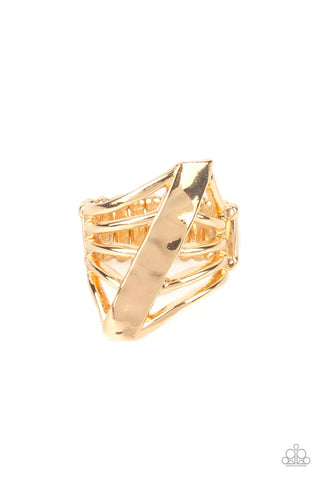 Encrypted Edge - Gold Paparazzi Ring