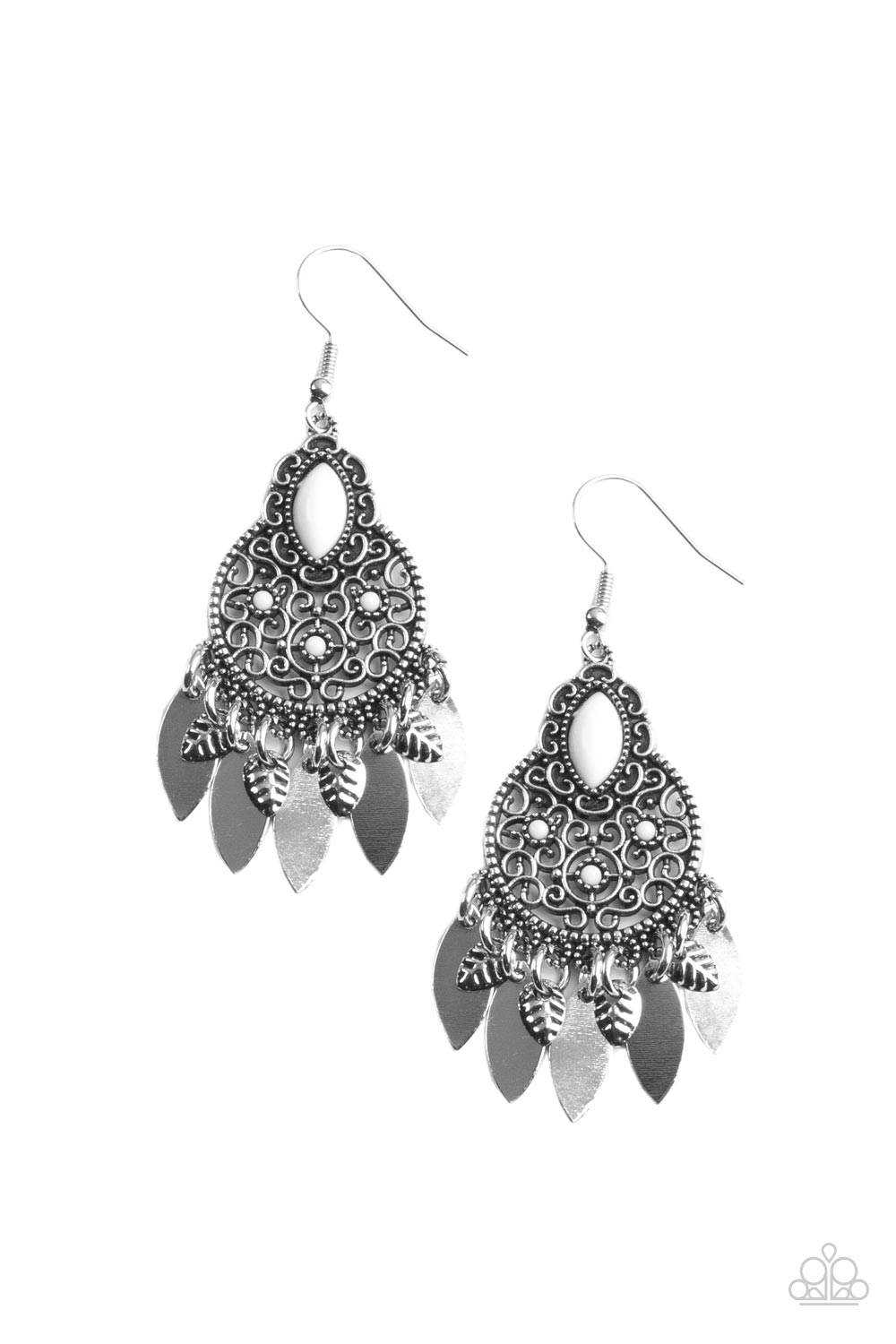 Galapagos Glamping - White Paparazzi Earrings (PZ-1227)