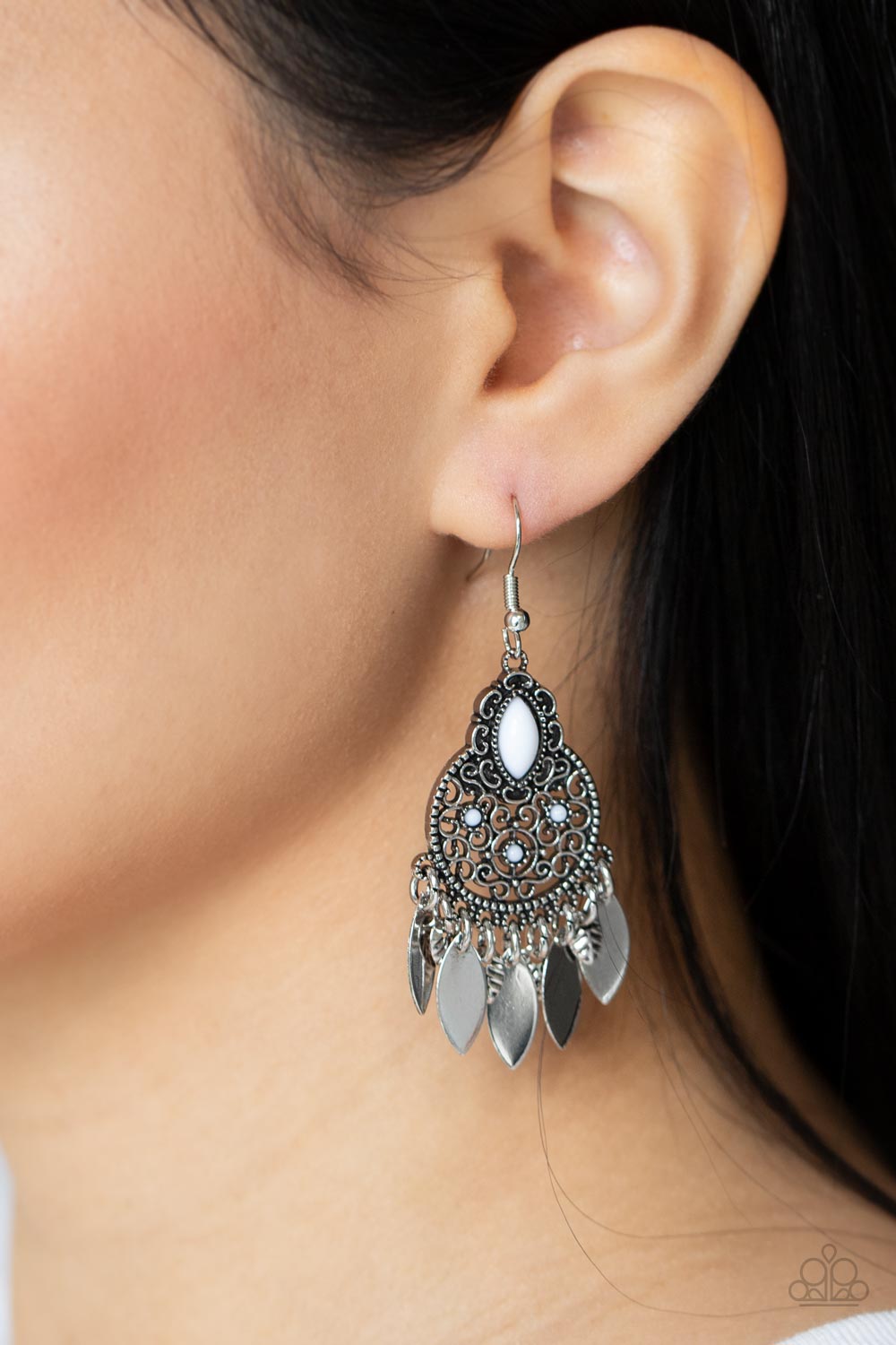 Galapagos Glamping - White Paparazzi Earrings (PZ-1227)