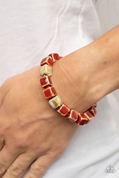 Glaze Craze - Red Paparazzi Bracelet (#4795)