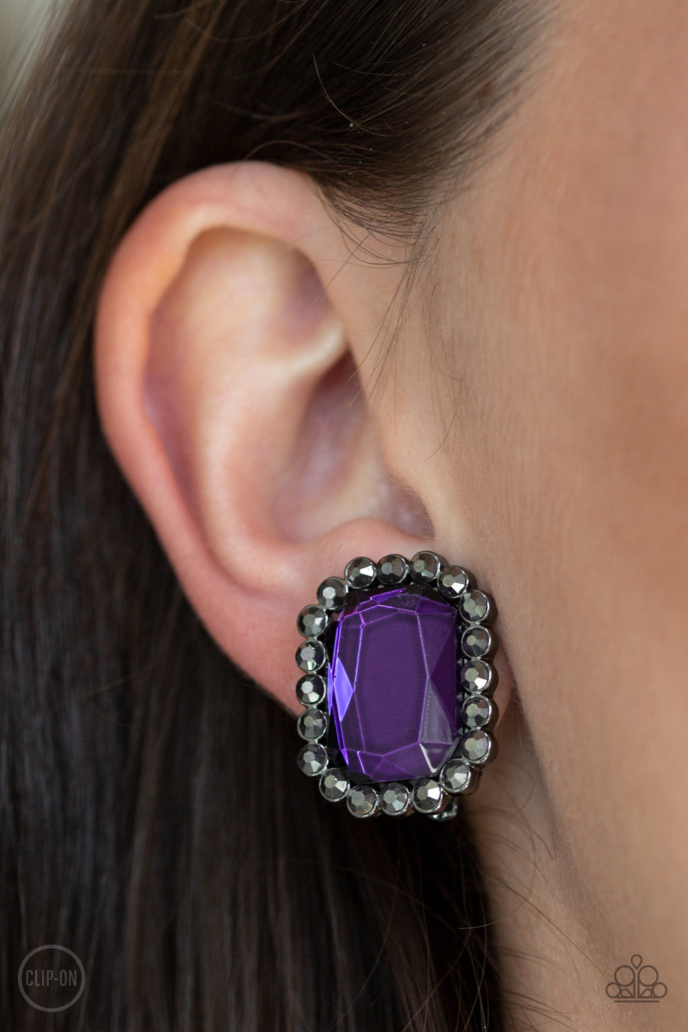 Glitter Enthusiast - Purple Paparazzi Earrings (PZ-1336)