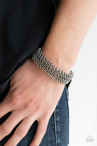 Gridlock - Silver Paparazzi Men's Bracelet