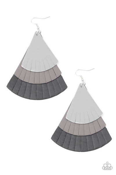 Huge Fanatic - Black Paparazzi Leather Earrings
