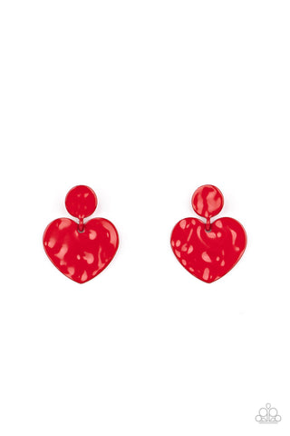 Just a Little Crush - Red Paparazzi Earrings (#4624)