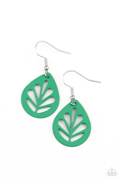LEAF Yourself Wide Open - Green Paparazzi Earrings (PZ-2521)