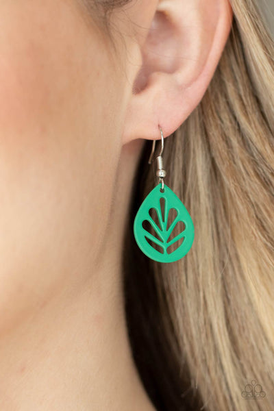 LEAF Yourself Wide Open - Green Paparazzi Earrings (PZ-2521)
