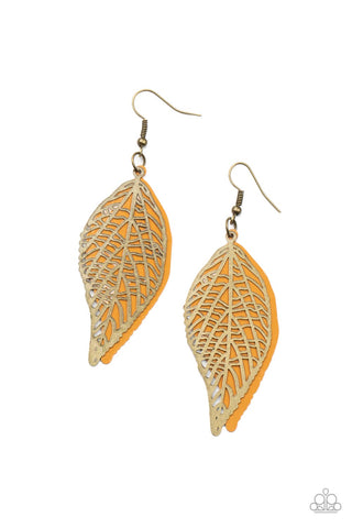 Leafy Luxury - Brass Paparazzi Earrings (#4354)