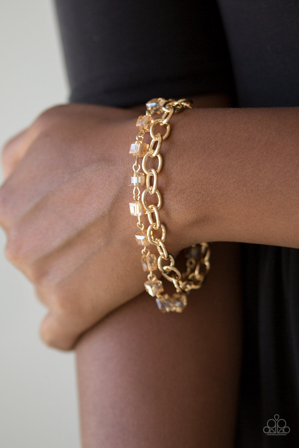 Life Of The Block Party - Gold Paparazzi Bracelet (#1607)