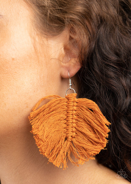 Macrame Mamba - Brown-Paparazzi Earrings (#1560)