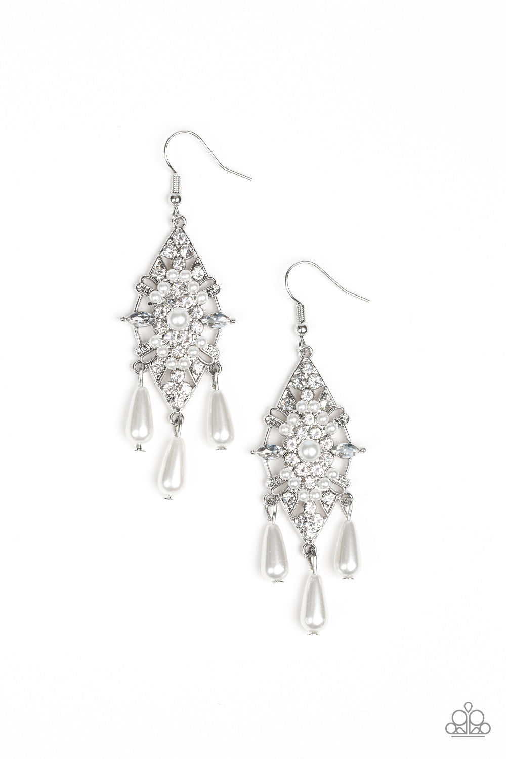 Paparazzi Earrings - Majestic Mood - White (#1944)