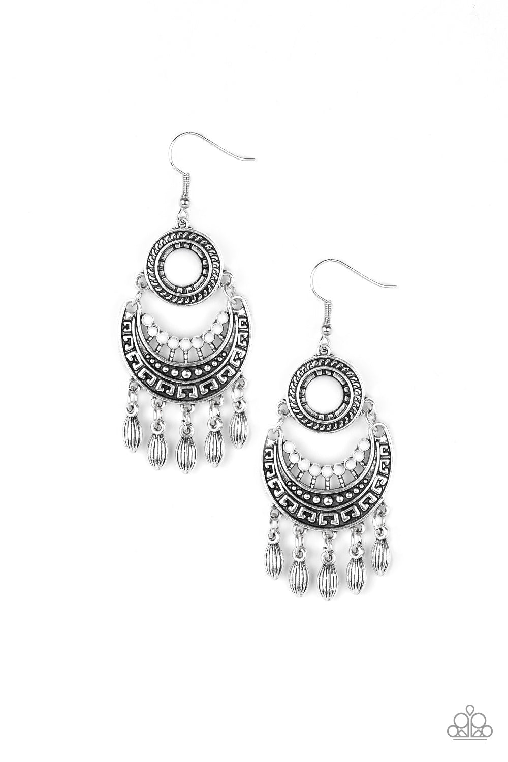 Mantra to Mantra - White-Paparazzi Earrings