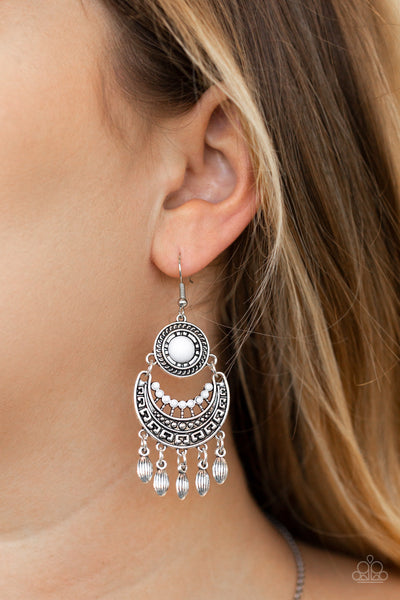 Mantra to Mantra - White-Paparazzi Earrings