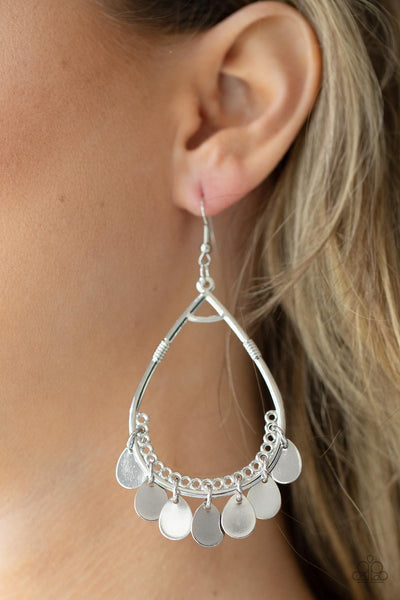 Meet Your Music Maker - Silver Paparazzi Earrings (#4335)