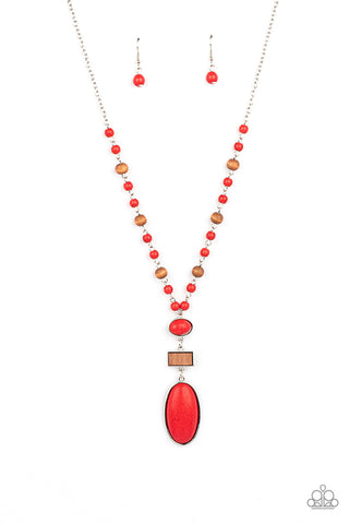 Naturally Essential - Red Paparazzi Necklace (#4247)