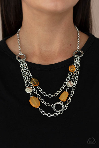 Oceanside Spa - Orange Paparazzi Necklace