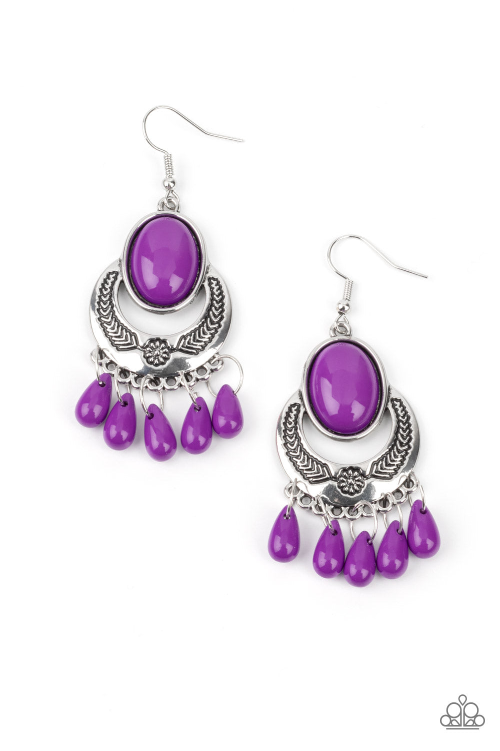 Prairie Flirt - Purple Paparazzi Earrings (PZ-2598)